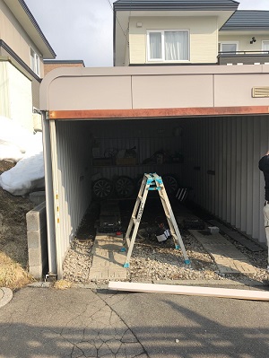 小樽市で車庫の高さ延長工事　カスケード