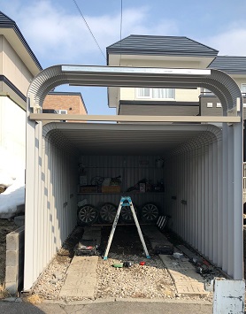 小樽市で車庫の高さ延長工事　カスケード
