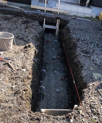 凍上でカスケードガレージが曲がってきたので基礎作り