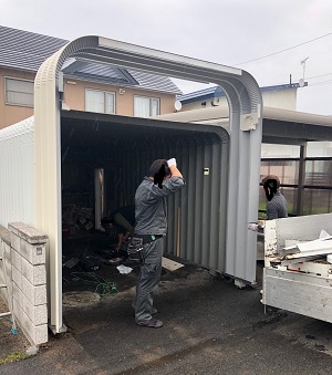 札幌市北区でカスケードガレージのかさ上げ工事