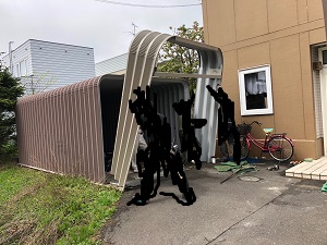 長沼で簡易ガレージのかさ上げ工事