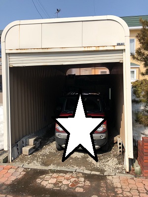 江別市で簡易ガレージの交換工事です