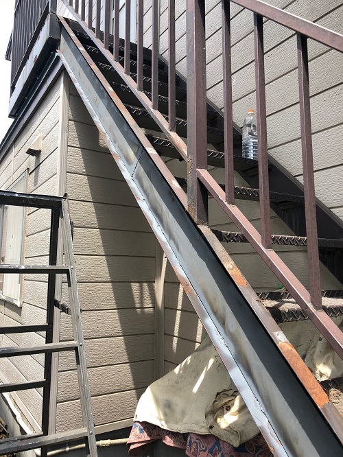 札幌市東区,外部鉄骨階段の修繕工事