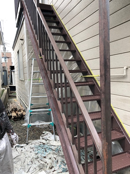 札幌市東区,外部鉄骨階段の修繕工事