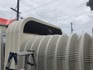 札幌市手稲区,保険工事で簡易車庫の前面ロング化交換工事