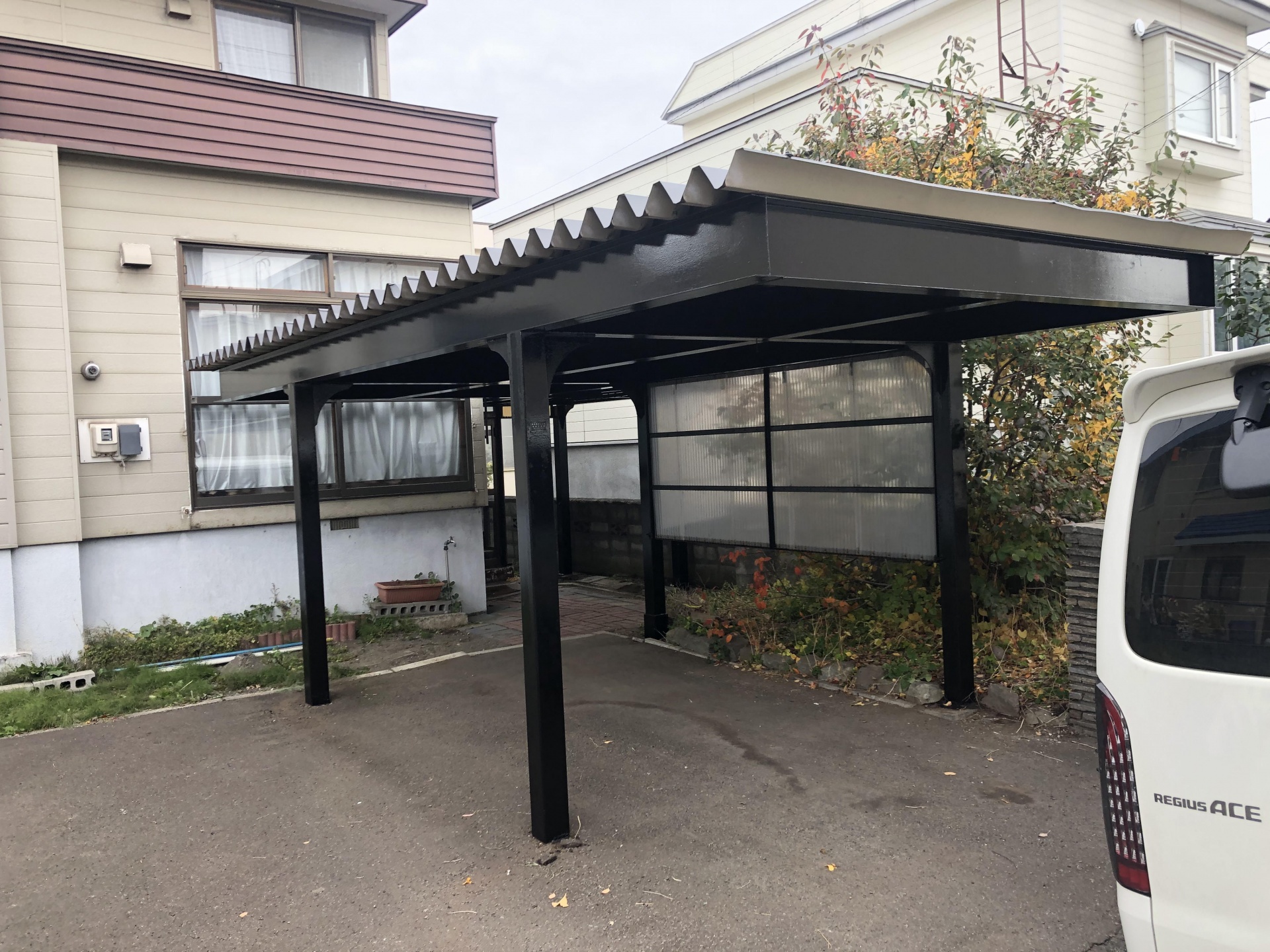 札幌市北区k様　鉄骨修理＋カーポートフレーム、屋根塗装