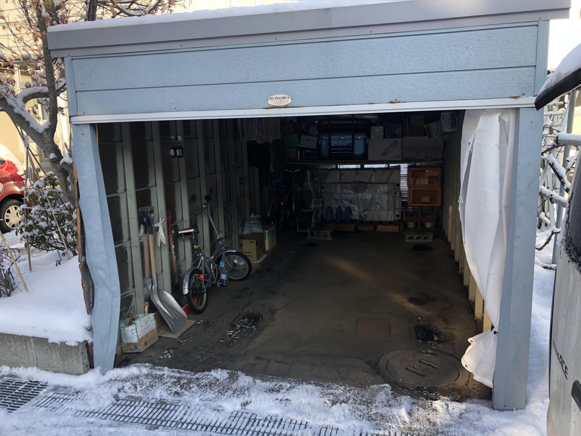 札幌市清田区O様 ガレージ鉄骨修理＋シャッター交換