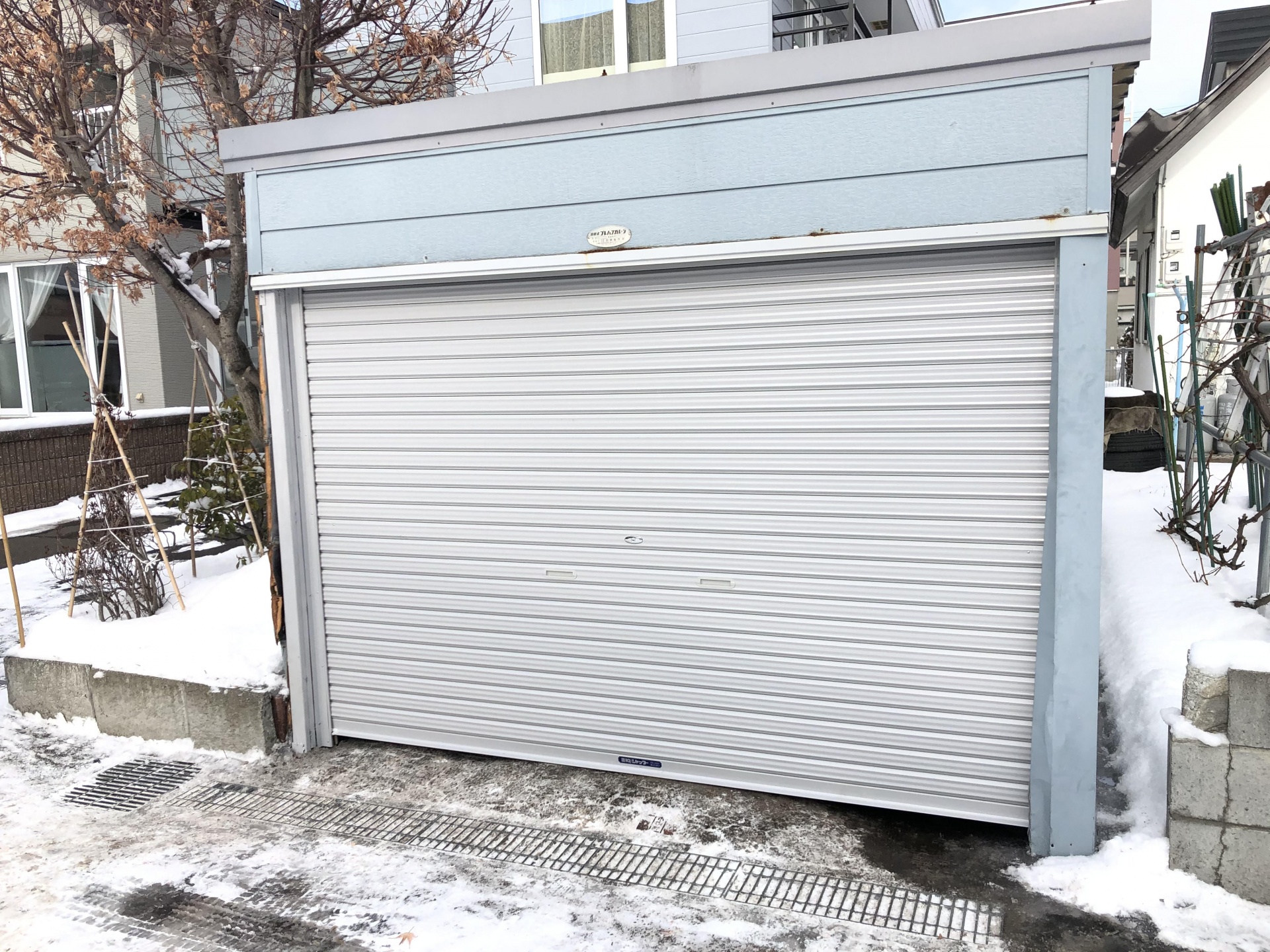 札幌市清田区O様 ガレージ鉄骨修理＋シャッター交換