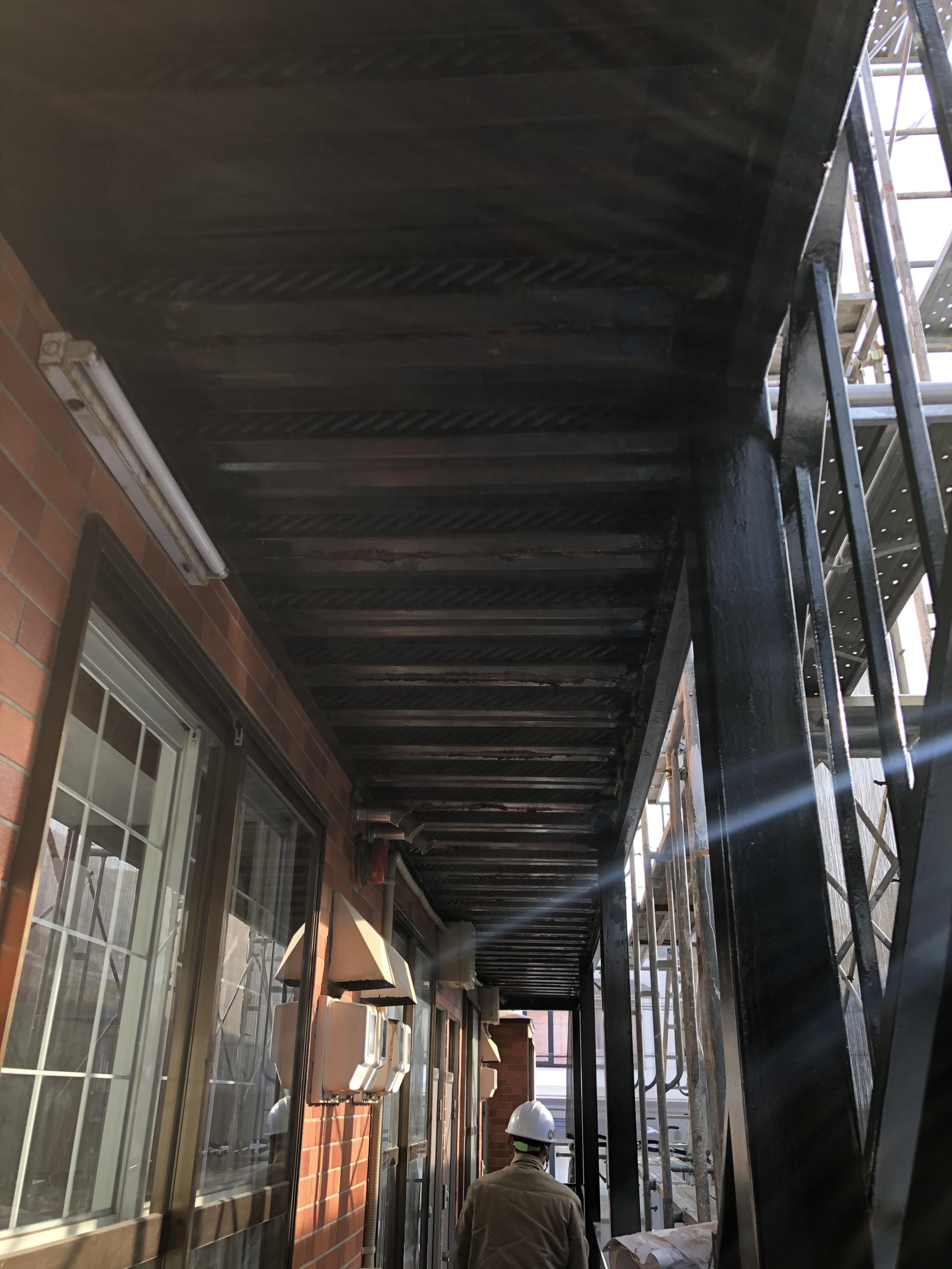 札幌市豊平区　S様 鉄骨外部階段　(踊り場下補強工事、柱腐れパッチ)