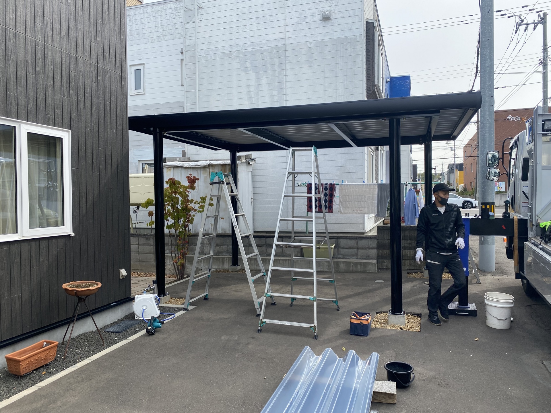 札幌市豊平区　カーポート工事