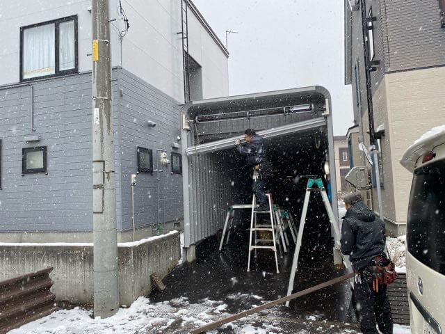 江別市　カスケードガレージのかさ上げ工事