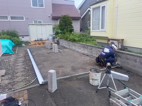 札幌市北区　ガレージ交換　火災保険工事