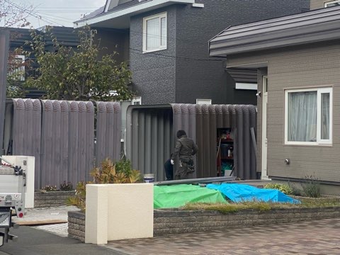 札幌市北区　火災保険工事(ガレージ塗装工事)