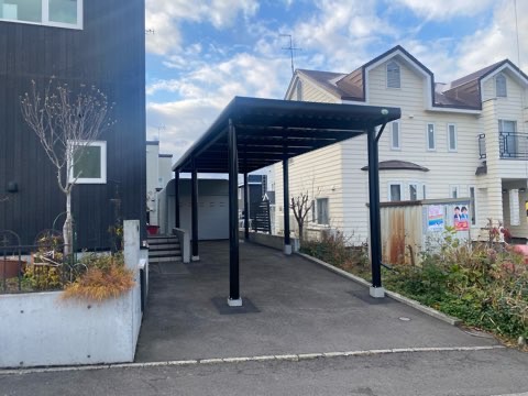 札幌市手稲区　中川製作所縦二台用カーポート工事