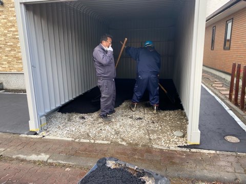 札幌市北区　 ガレージ工事＋アスファルト
