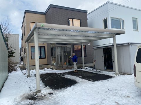 中川製作所二台用カーポート　火災保険工事