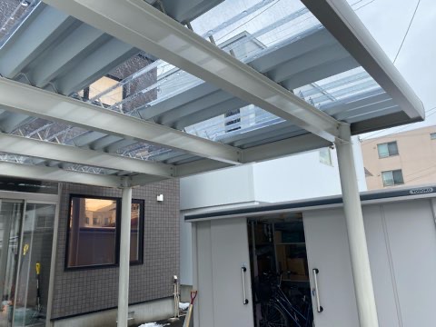 中川製作所二台用カーポート　火災保険工事