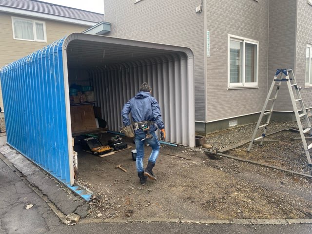江別市豊幌　ガレージかさ上げ工事